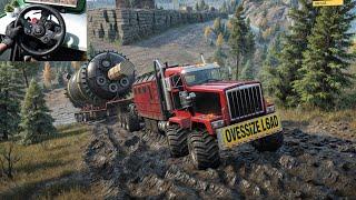 GWC Bruticus - Pulling a Massive Refinery Machine on Climb Uphill | SnowRunner | Logitech G29 | #651