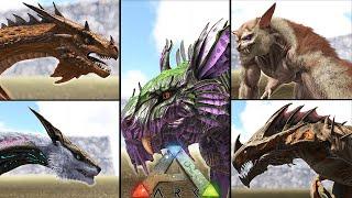 GENESIS 1 vs EXTINCTION vs ABERRATION vs SCORCHED EARTH vs GENESIS 2 | ALL DLC CREATURE BATTLE | ARK