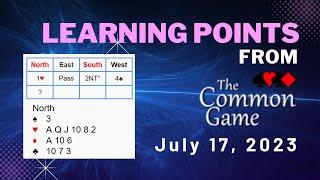 Learning Points from The Common Game, 7/17/23