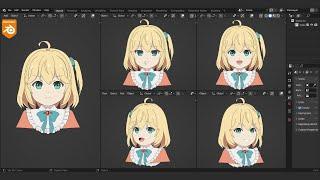 How to make Anime girl in Blender  -【Timelapse】