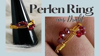 Perlen Ring aus Draht selber machen/ Diy Anleitung für Drahtschmuck/ Anleitung für Anfänger