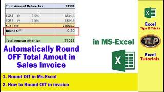 Round Off Amount Automatically in sales invoice in Excel | Excel For Business