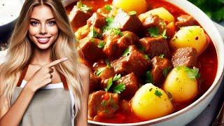 AUTHENTIC Hungarian Beef Goulash Recipe with Potatoes