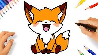 HOW TO DRAW A CUTE FOX STEP BY STEP 