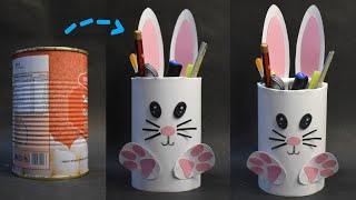 DIY Empty Tin Can Desk Organizer | How to make Pen Pencil Holder/Stand from Waste Tin Can Recycle