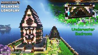 Minecraft Relaxing Longplay - Rainy Cherry Blossom - Cozy Build Ocean House ( No Commentary ) 1.20