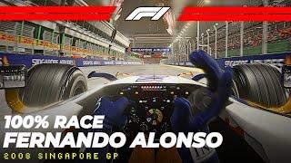 Fernando Alonso Controversial Win 2008 Singapore GP | 100% Race in Renault R28 V8 | Max Difficulty