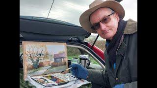 Colinsteedart. Watercolour Tutorial. Plein-air on a damp, drizzly day in Essex, UK.