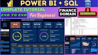 Power BI Complete Tutorial | Power BI Project | Bank Loan Analysis | Finance Domain #powerbi #sql
