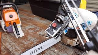 Заточка цепи бензопилы Штиль ручным станком Chainsaw Chain Sharpening