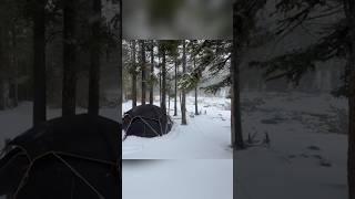 P9 - Hot Tent Camping In A Blizzard #bushcraft #build #camp #camping #survival #shelter #outdoor