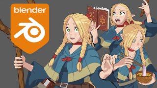 Blender3.5 character modeling timelapse - Marcille - Delicious in Dungeon(Dungeon meshi)