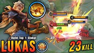 Offlane Monster!! Lukas Beast Mode Insane 23 Kills!! - Build Top 1 Global Lukas ~ MLBB