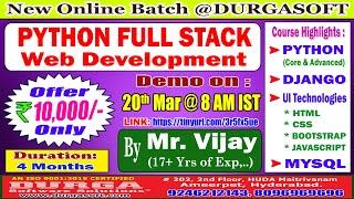 PYTHON FULL STACK Web Development Online Training @ DURGASOFT