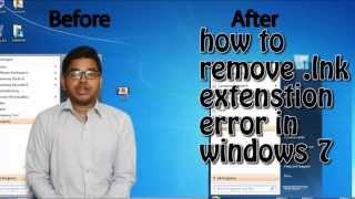 how to remove lnk extension error in windows 7