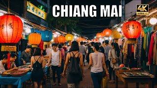 Chiang Mai walking tour Night Bazaar Thailand trip 4k