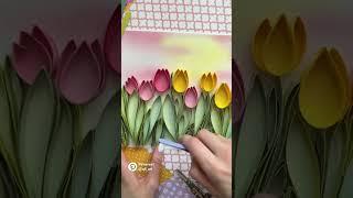 QllArt ~ Quilling Wall Art ~ Field with tulips  #quilling