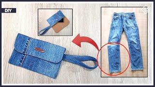 DIY Easy way to make a wallet from a piece of old jeans / Denim wallet [Tendersmile Handmade]