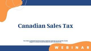 Canadian Sales Tax