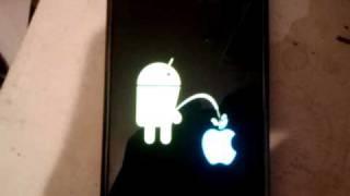 Android peeing on apple.