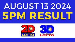 5pm Lotto Result Today August 13 2024 | PCSO Swertres Ez2