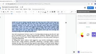 Unicode to ASCII (ASCII to Unicode) Kannada Conversion Tools add-on for Google Docs