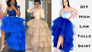 HOW TO MAKE A HIGH LOW TULLE SKIRT WITH AN ELASTIC WAIST BAND Layered Tulle Skirt/Tiered Tulle skirt