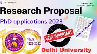 PhD Admission 2023 II Don't Submit without Research Proposal II REJECTION chance II Delhi University