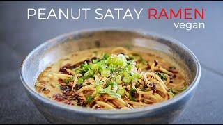 Vegan Peanut Satay Ramen Recipe | SO EASY Soup Broth!! (ビーガンラーメンの作り方)