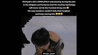 Minhyuk's (monstax) shirt completely unbuttoning during alligator 