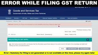 Error: Summary for filing is not generated or is not available at this time. please try again later