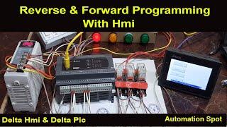 Delta Plc DVP32ES2 & Hmi DOP-B04S211 Simple Reverse Forward Programming with Hmi | Basic Plc Part 5