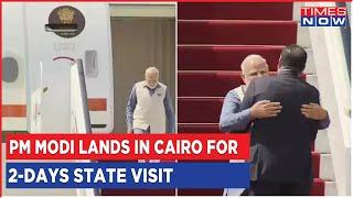 PM Modi Arrives In Egypt For 2-Day State Visit | Egyptian PM Receives PM Modi At Cairo | Times Now