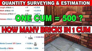 How Many Bricks in 1 Cubic Meter | Brick Calculation in Wall | Civil Engineering | Urdu/Hindi