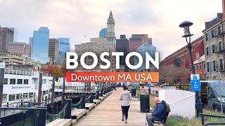 Ночная прогулка по центру Бостона 2024 4K HDR | Boston MA USA