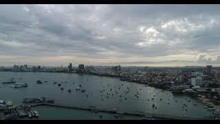 Aerial View Flying Over Pattaya Beach In Thailand