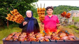 TOYUQ KABABI bişirdik Manqal Salatı hazırladı