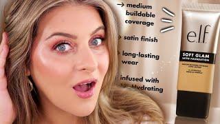 this *NEW* $8 foundation is UNREAL! // ELF Soft Glam Satin Finish Foundation (10 Hr. Wear Test)