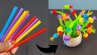 How to Make Flower With Drinking Straw | DIY Flower