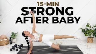 Full Body Postpartum Dumbbell Workout - Super Efficient  Only 15-Min!!