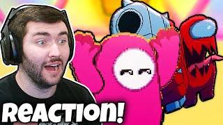 I AM TERRFIED OF THE BEANS!! DEATH BATTLE Among Us vs. Fall Guys! (Reaction!)