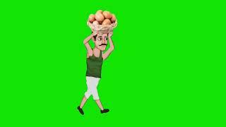 Cartoon village man animation green screen - no copyright