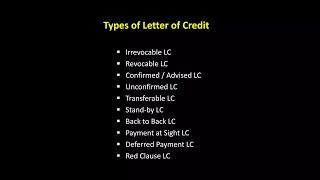 Types of letter of credit | LC