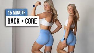 15 MIN TONED BACK & CORE - No Equipment, No Repeat Exercises, Low Impact Home Workout