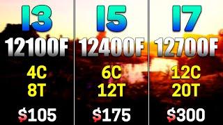 Core i3 12100F vs Core i5 12400F vs Core i7 12700F | PC Gameplay Tested