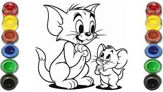 Cute Tom & Jerry Drawing for kids, Painting & Coloring for kids, Toddlers | Let's Draw Together