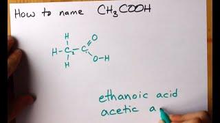 How to Name CH3COOH (ethanoic acid, acetic acid)