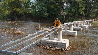 TIMELAPSE: 125 Days Building an amazing iron bridge 10k$ over stream to the island off grid