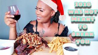 BBQ RIBS MUKBANG || South African YouTuber || DinnyKetodiva