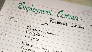 Employment contract renewal letter../writing a sample  contract renewal letter // handwriting